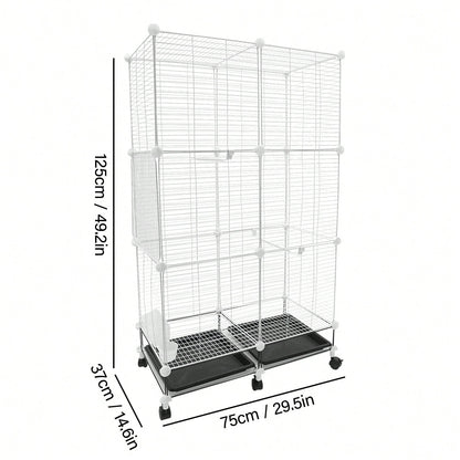 Freestanding Bird Cage 3 Tier Bird Cage With 6 Universal Wheels Bird Cage For Small Medium Birds
