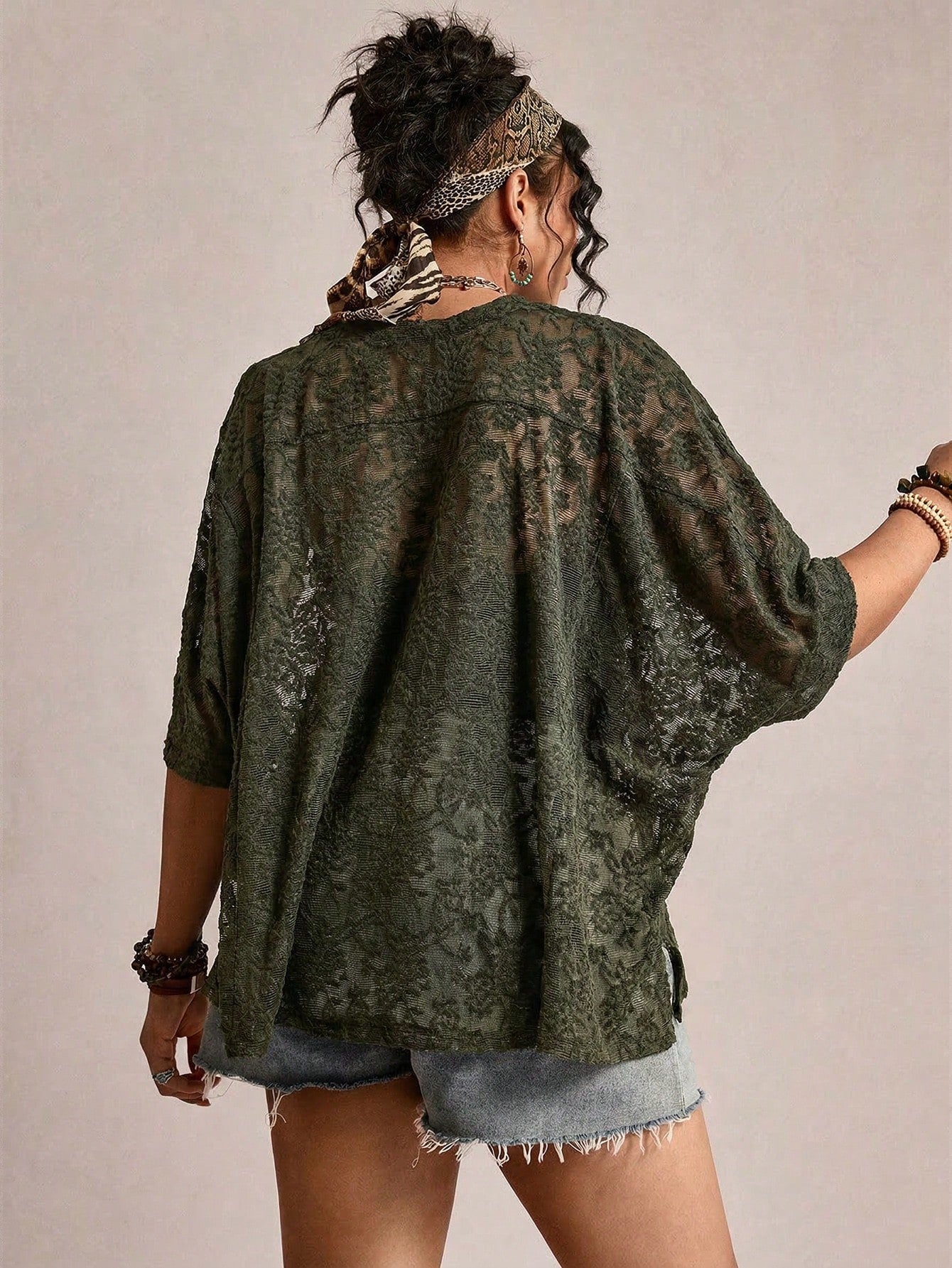 Freevana Plus Size Sheer Lace Casual T-Shirt Top Lace Blouse For Women Lace Shirts For Women Casual Tops For Women Elegant Blouse For Women Casual Elegant Latest Tops For Women Women's Lace Tops Women