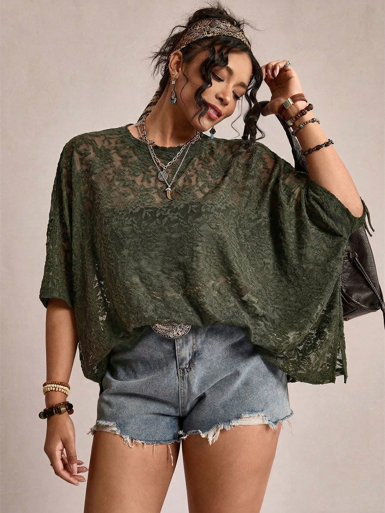 Freevana Plus Size Sheer Lace Casual T-Shirt Top Lace Blouse For Women Lace Shirts For Women Casual Tops For Women Elegant Blouse For Women Casual Elegant Latest Tops For Women Women's Lace Tops Women