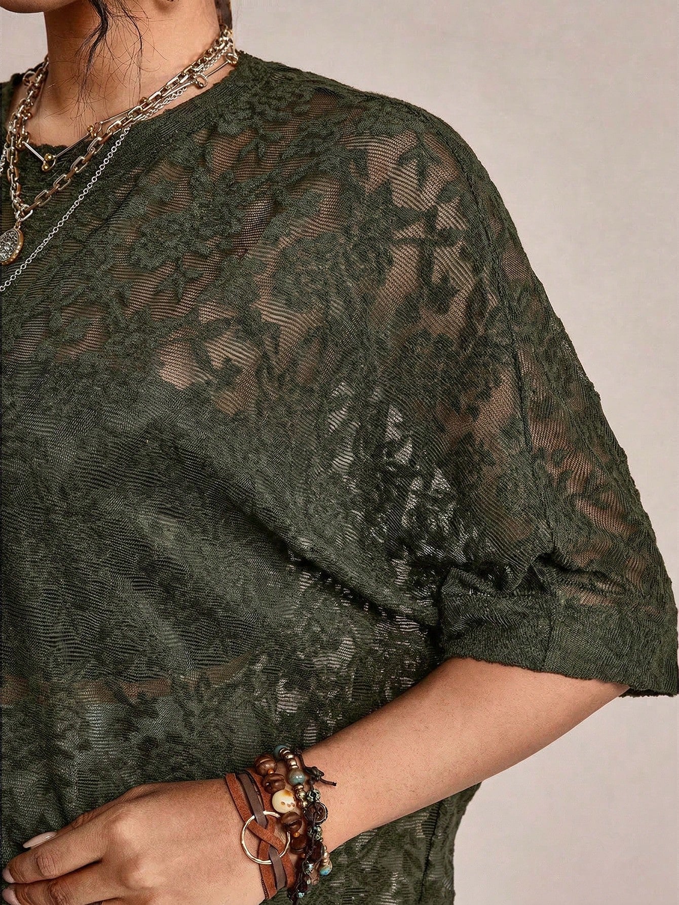 Freevana Plus Size Sheer Lace Casual T-Shirt Top Lace Blouse For Women Lace Shirts For Women Casual Tops For Women Elegant Blouse For Women Casual Elegant Latest Tops For Women Women's Lace Tops Women
