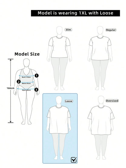 Frenchy Plus Size Women's Casual Everyday Commute Simple Solid Color Batwing Sleeve Pleated T-Shirt