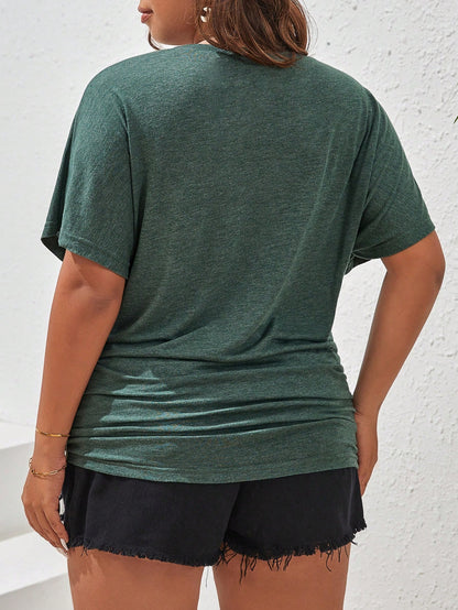 Frenchy Plus Solid Batwing Sleeve Tee