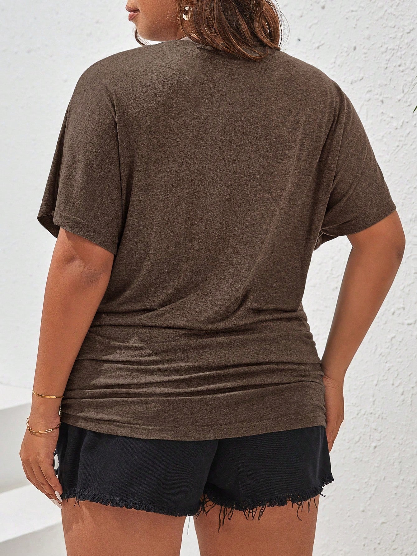 Frenchy Plus Solid Batwing Sleeve Tee