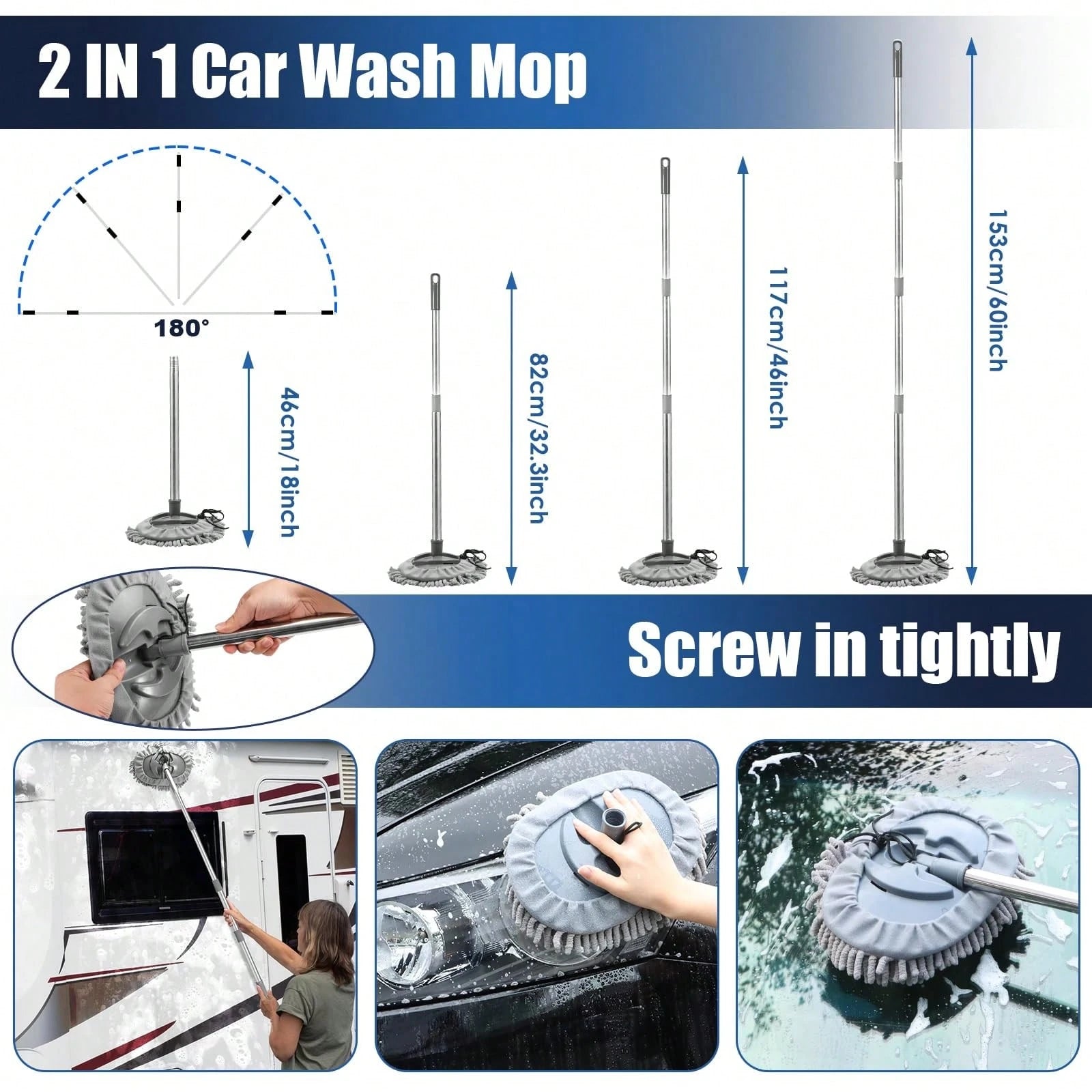 Full Car Cleaning Tools, High Power Handheld Vacuum, Long Handle Wash Mop, Bucket, Detail Brushes, Windshield Care Supplies