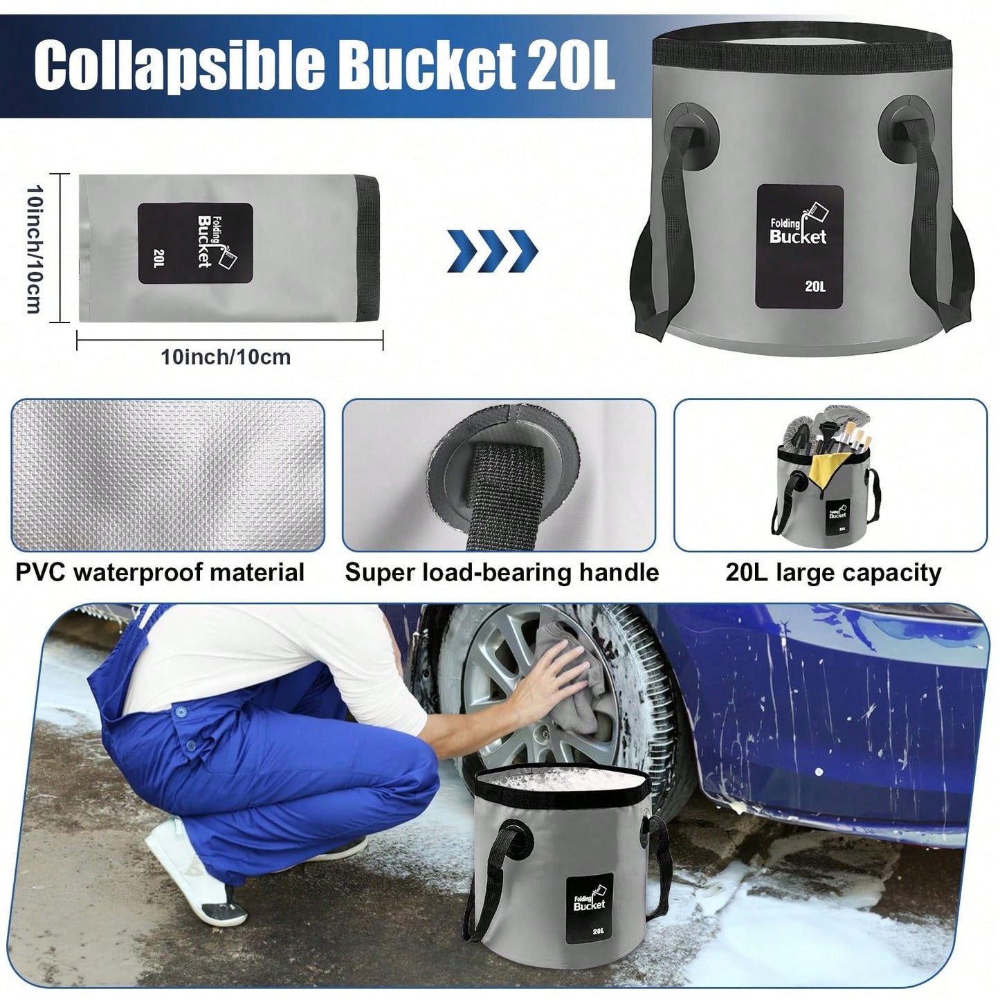 Full Car Cleaning Tools, High Power Handheld Vacuum, Long Handle Wash Mop, Bucket, Detail Brushes, Windshield Care Supplies