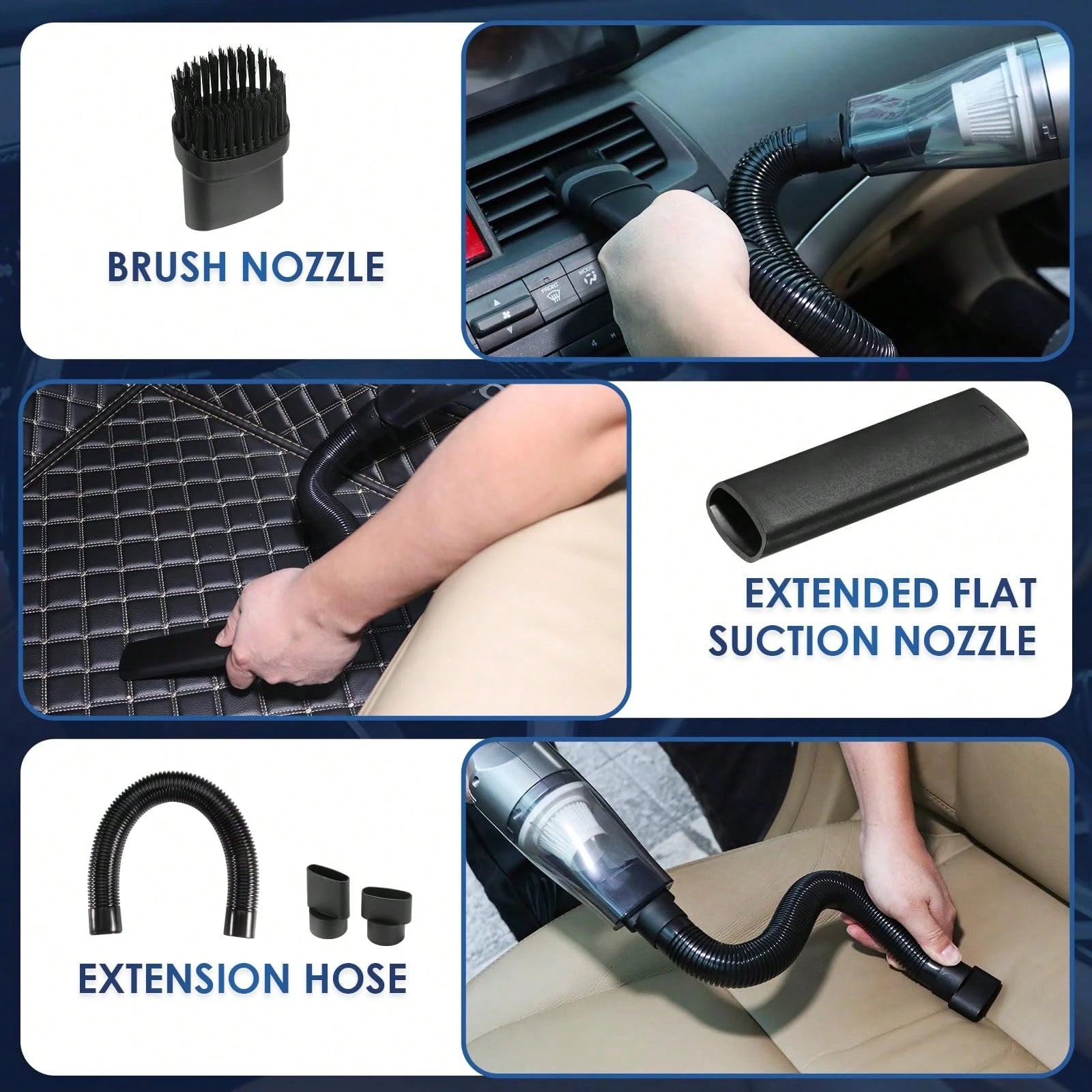 Full Car Cleaning Tools, High Power Handheld Vacuum, Long Handle Wash Mop, Bucket, Detail Brushes, Windshield Care Supplies