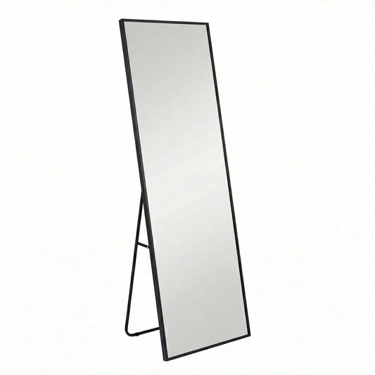 Full Length Floor Standing Mirror With Anti-Rust Aluminum Frame, 59"/64"/71" Multi Sizes, Arch & Rectangle Shapes, Black Gold Metal Body Mirror For Bedroom Dressing Room Decor