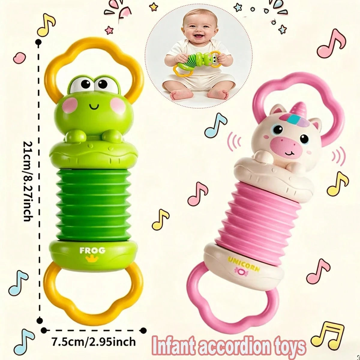 Fun Cartoon Handheld Accordion Toy, Cute Animal Musical Instrument, Suitable For Infants And Toddlers, Enhances Children's Hand-Eye Coordination And Grip Ability, Perfect Birthday Gift, Holiday Gift