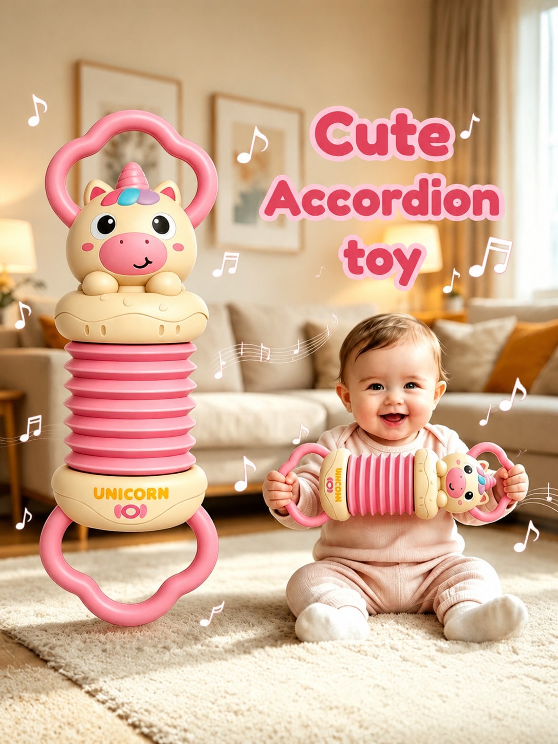 Fun Cartoon Handheld Accordion Toy, Cute Animal Musical Instrument, Suitable For Infants And Toddlers, Enhances Children's Hand-Eye Coordination And Grip Ability, Perfect Birthday Gift, Holiday Gift
