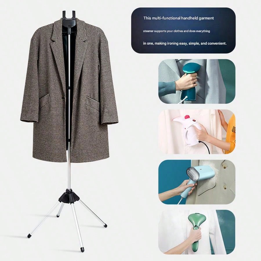 Garment Steamer Rack With Lint Remover Handheld Ironing Board Independent Support Stand Foldable Freestanding Telescopic Height Adjustable Vertical Clothes Hanger Space Saving Steam Ironing Rack For C
