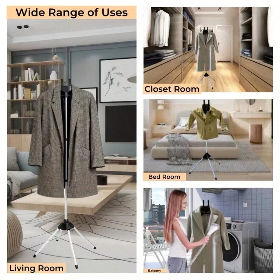 Garment Steamer Rack With Lint Remover Handheld Ironing Board Independent Support Stand Foldable Freestanding Telescopic Height Adjustable Vertical Clothes Hanger Space Saving Steam Ironing Rack For C