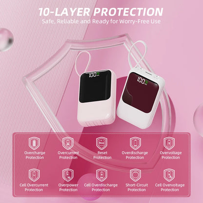 GAWFOLK 10000mAh Portable Power Bank- PD20W Fast Charging Portable Charger With Flashlight Digital Display, Travel Essentials Battery Pack For Phone And Android. Pocket Power Bank Compatible With IPh