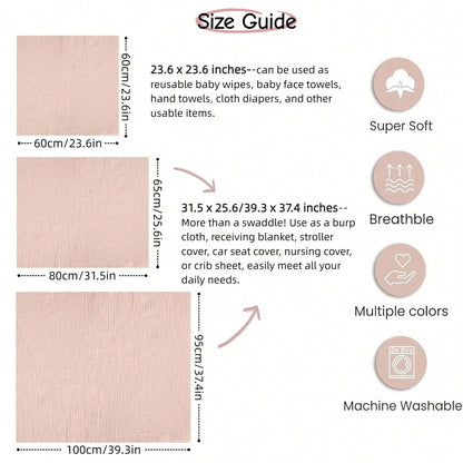 Gender Neutral Baby Muslin Swaddle Blanket, Soft Absorbent Drool Bibs, Multi-Functional Towel Can Be Used As Face Towel, Drool Bib, Burp Cloth, Diaper, Stroller And Car Seat Cover, Gentle Color Design
