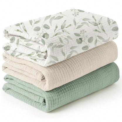 Gender Neutral Baby Muslin Swaddle Blanket, Soft Absorbent Drool Bibs, Multi-Functional Towel Can Be Used As Face Towel, Drool Bib, Burp Cloth, Diaper, Stroller And Car Seat Cover, Gentle Color Design