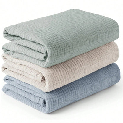 Gender Neutral Baby Muslin Swaddle Blanket, Soft Absorbent Drool Bibs, Multi-Functional Towel Can Be Used As Face Towel, Drool Bib, Burp Cloth, Diaper, Stroller And Car Seat Cover, Gentle Color Design