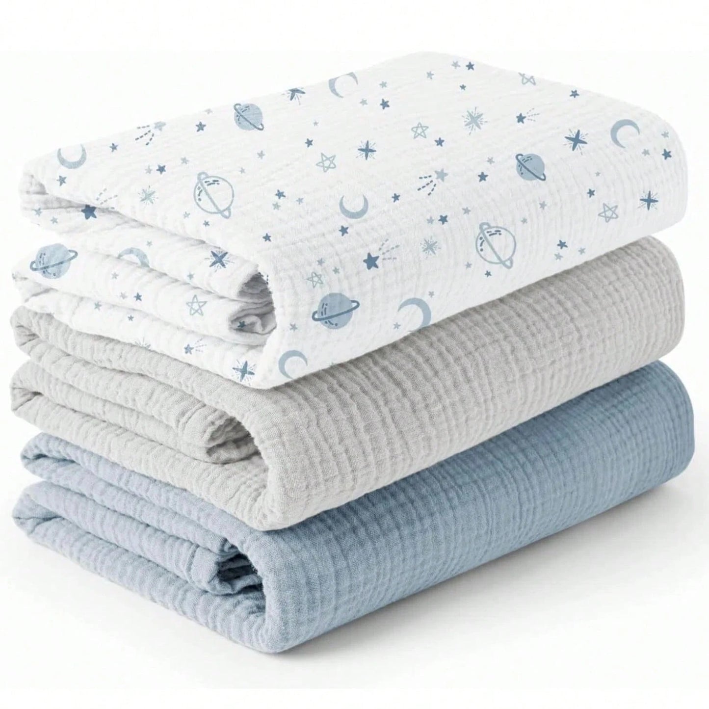 Gender Neutral Baby Muslin Swaddle Blanket, Soft Absorbent Drool Bibs, Multi-Functional Towel Can Be Used As Face Towel, Drool Bib, Burp Cloth, Diaper, Stroller And Car Seat Cover, Gentle Color Design