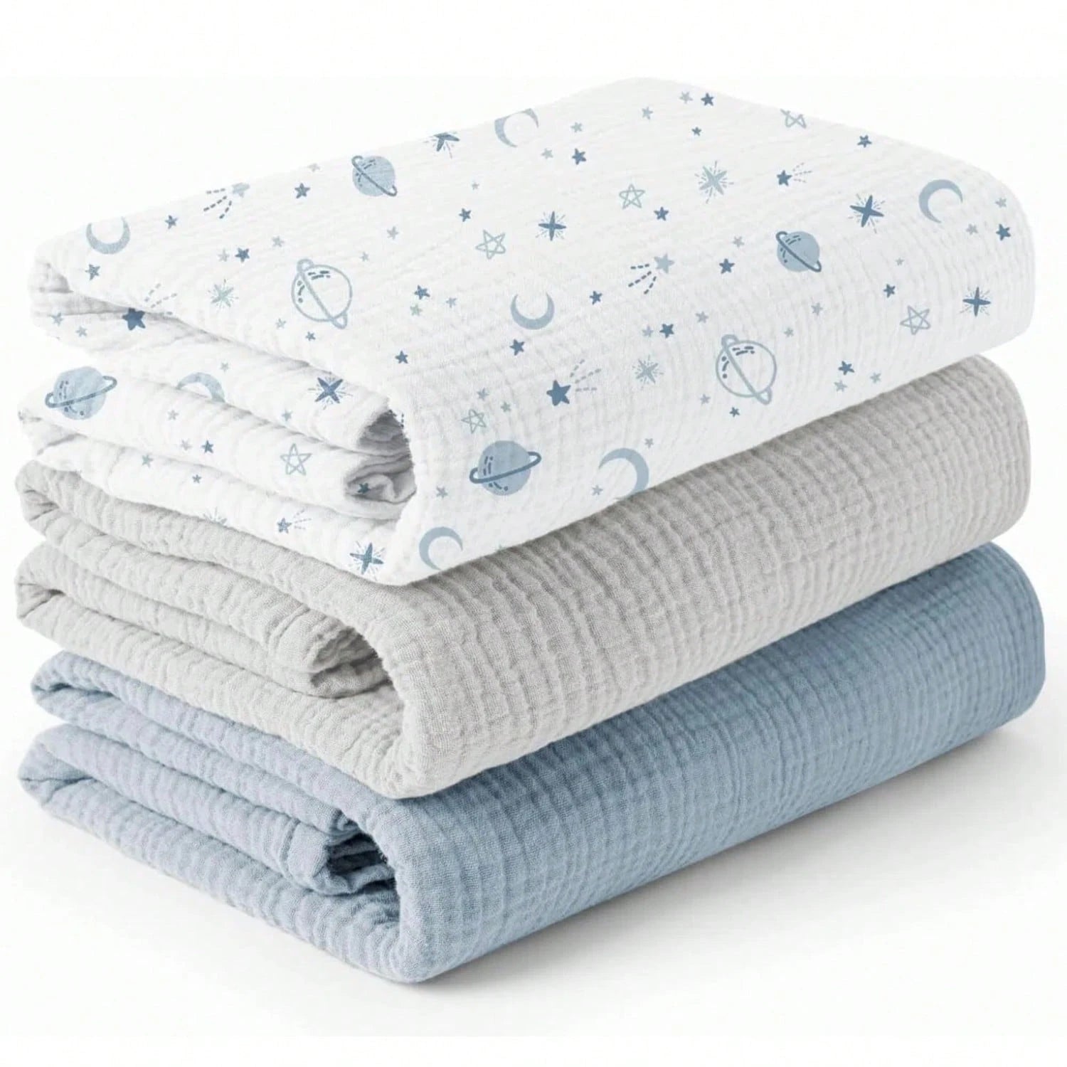Gender Neutral Baby Muslin Swaddle Blanket, Soft Absorbent Drool Bibs, Multi-Functional Towel Can Be Used As Face Towel, Drool Bib, Burp Cloth, Diaper, Stroller And Car Seat Cover, Gentle Color Design