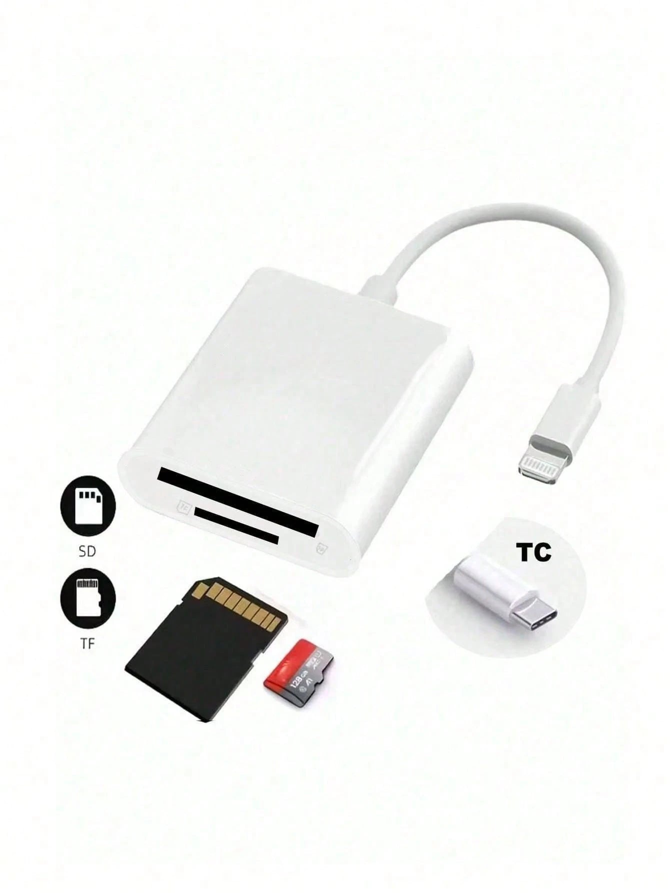 Gesen 1pc SD Card Reader, Dual Slot USB-C/Lightning Interface, SD/TF Card Reader Adapter For Portable Camera Viewer, Plug And Play, Compatible With IOS 17/16/15/14/13/12/11/XS/8/7/6, Cameras, And Othe