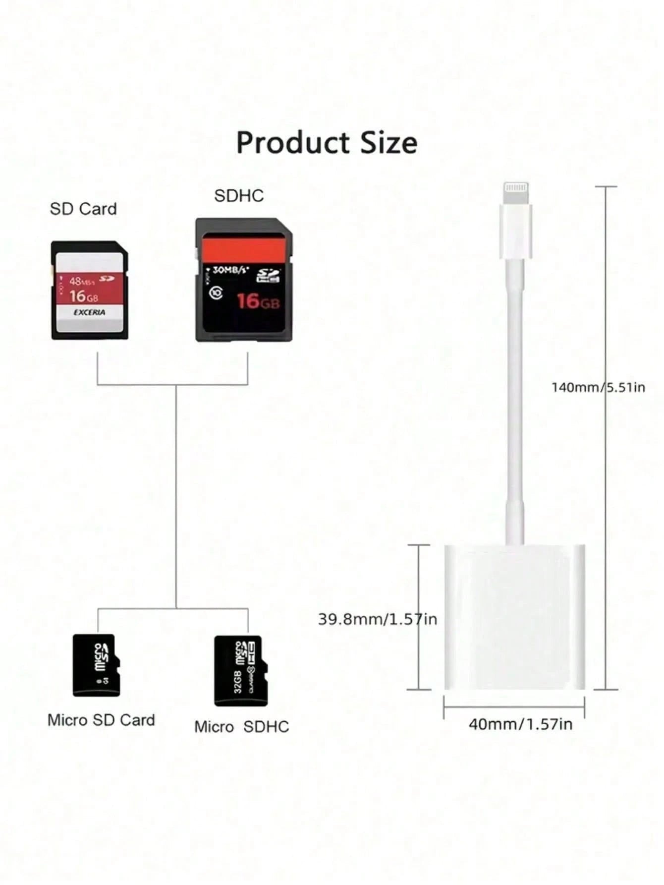 Gesen 1pc SD Card Reader, Dual Slot USB-C/Lightning Interface, SD/TF Card Reader Adapter For Portable Camera Viewer, Plug And Play, Compatible With IOS 17/16/15/14/13/12/11/XS/8/7/6, Cameras, And Othe