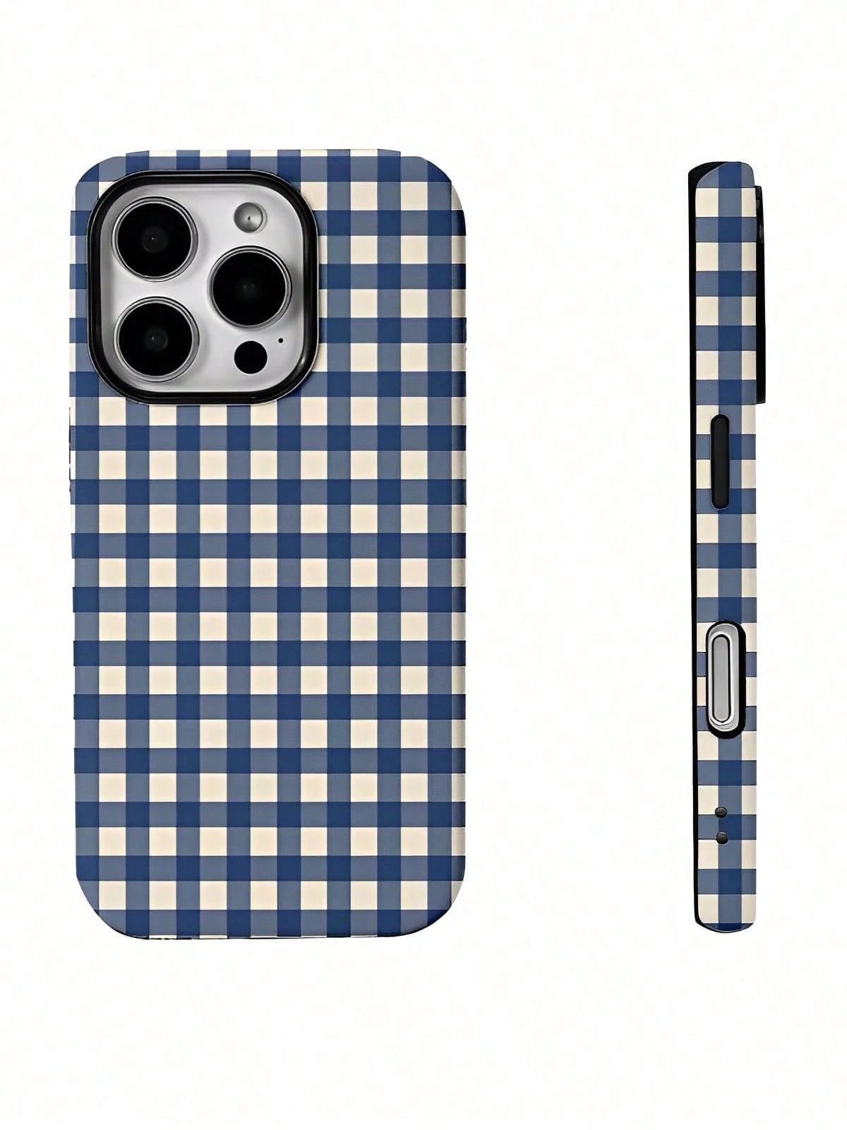 GIIPPA White Blue Plaid Elements Fashion Plaid Pattern 2-In-1 Matte Finish Phone Case Spring Easter Bunny Egg Gift