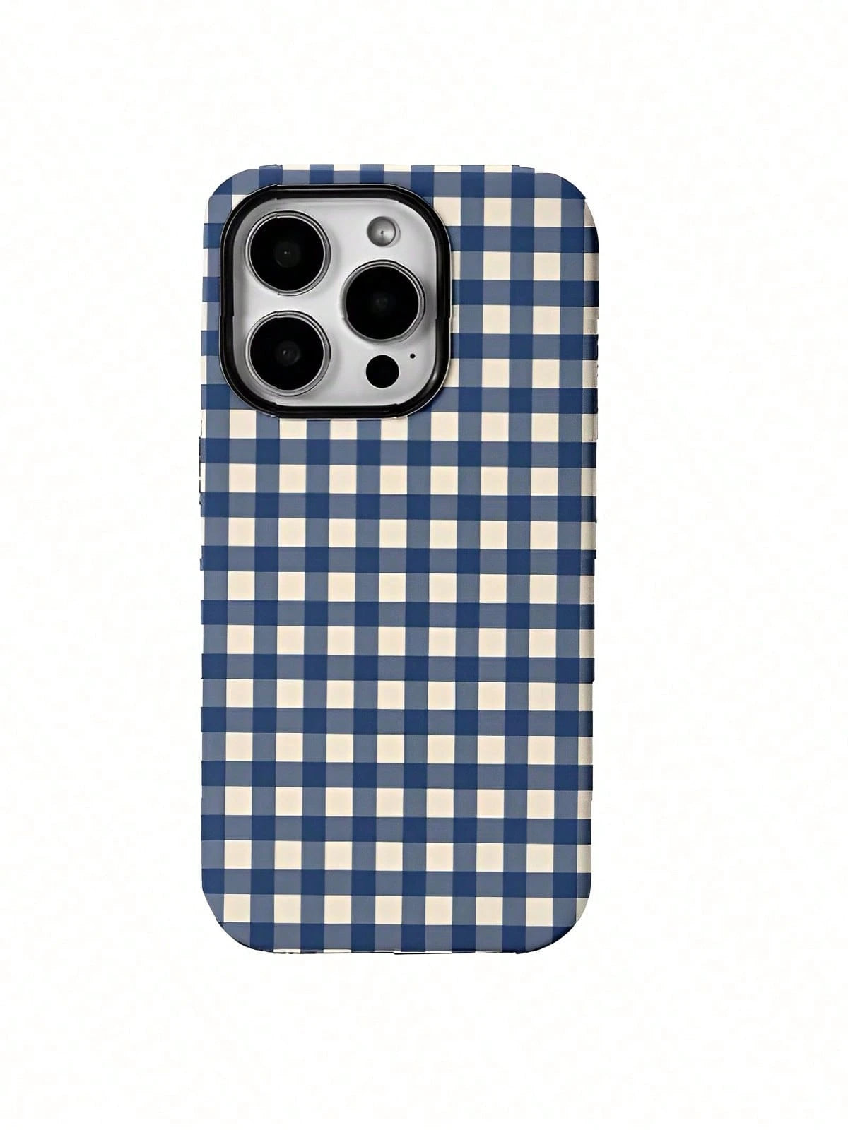 GIIPPA White Blue Plaid Elements Fashion Plaid Pattern 2-In-1 Matte Finish Phone Case Spring Easter Bunny Egg Gift
