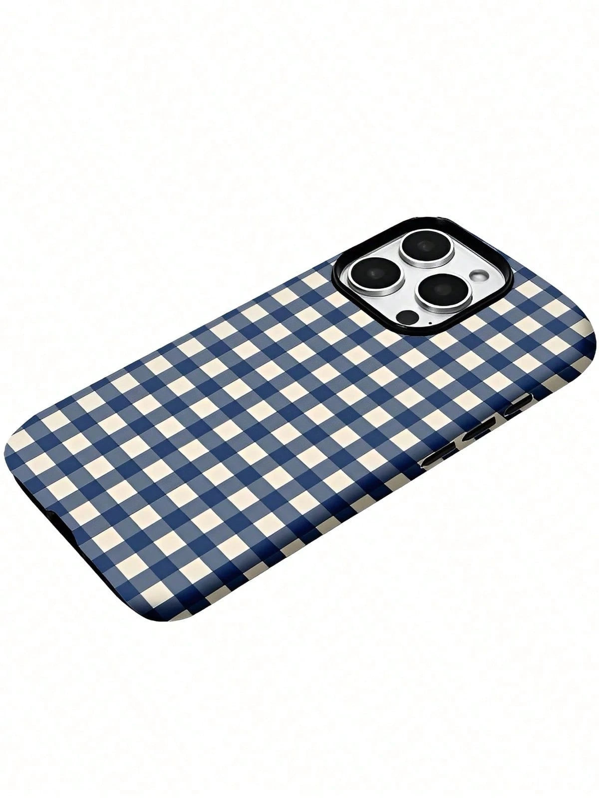GIIPPA White Blue Plaid Elements Fashion Plaid Pattern 2-In-1 Matte Finish Phone Case Spring Easter Bunny Egg Gift