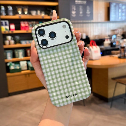 GIIPPA White Blue Plaid Elements Fashion Plaid Pattern 2-In-1 Matte Finish Phone Case Spring Easter Bunny Egg Gift