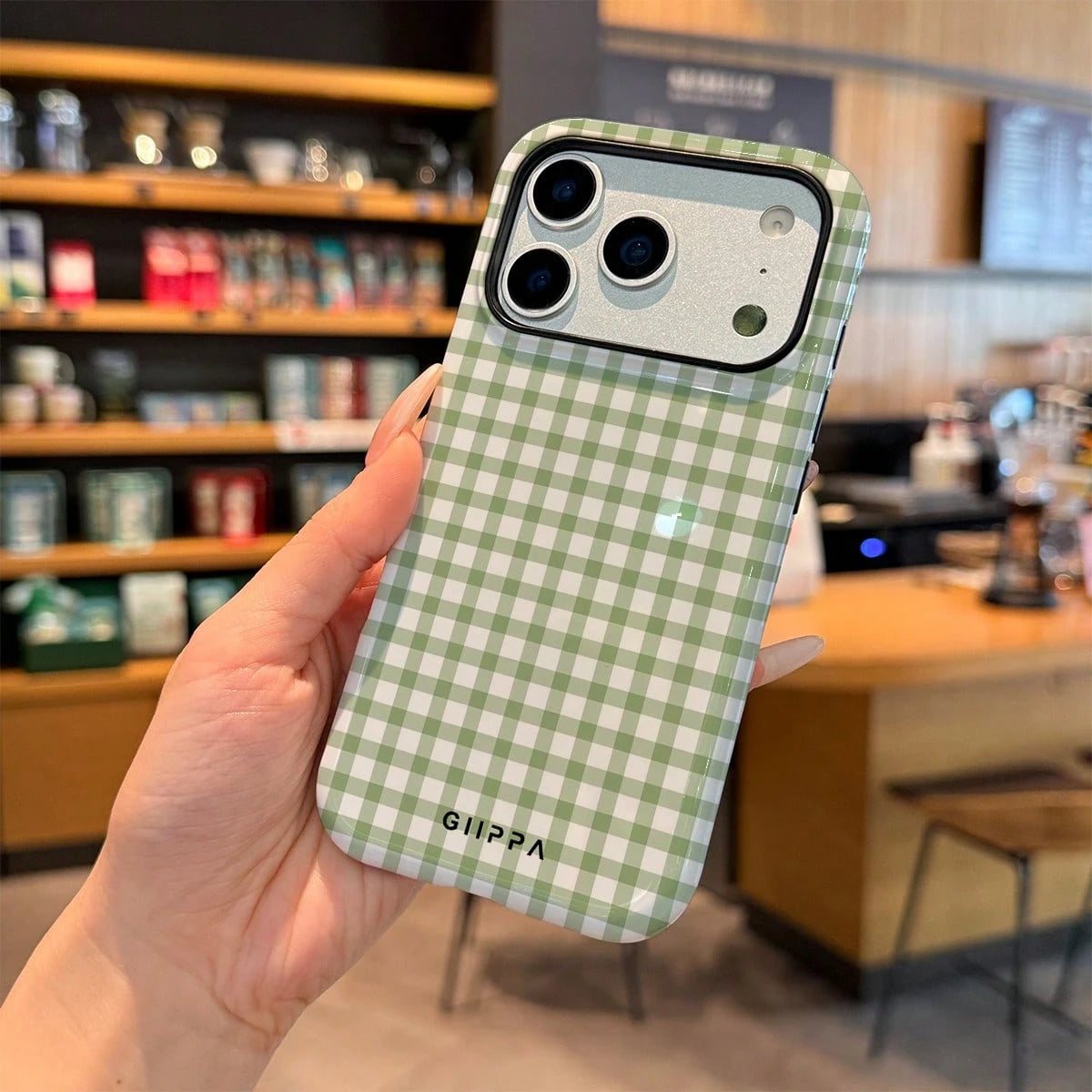 GIIPPA White Blue Plaid Elements Fashion Plaid Pattern 2-In-1 Matte Finish Phone Case Spring Easter Bunny Egg Gift