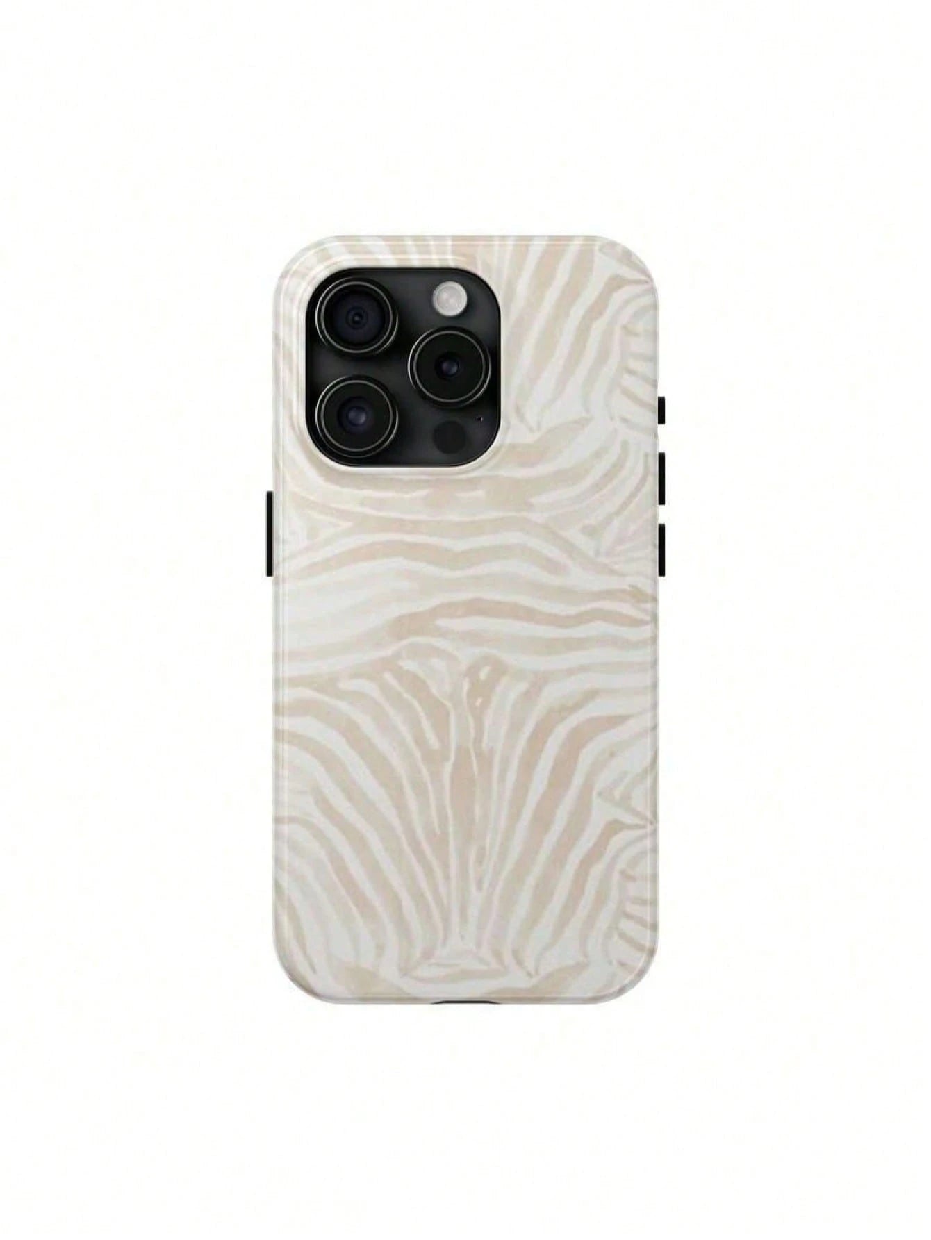GIIPPA White Fashion Shockproof Zebra Pattern Beige Zebra Print Phone Case Durable Waterproof Glossy Surface Elegant Abstract Hard Shell Compatible With IPhone Spring Gift