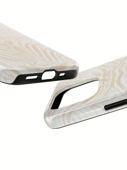 GIIPPA White Fashion Shockproof Zebra Pattern Beige Zebra Print Phone Case Durable Waterproof Glossy Surface Elegant Abstract Hard Shell Compatible With IPhone Spring Gift