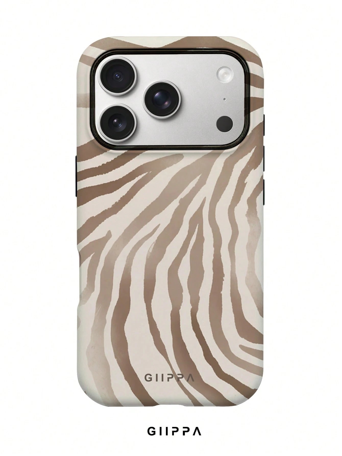 GIIPPA White Fashion Shockproof Zebra Pattern Beige Zebra Print Phone Case Durable Waterproof Glossy Surface Elegant Abstract Hard Shell Compatible With IPhone Spring Gift