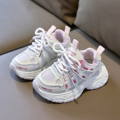 Girls' Sports Shoes 2026 Summer New Mesh Breathable Running Shoes Lightweight Chunky Sneakers For Outdoor