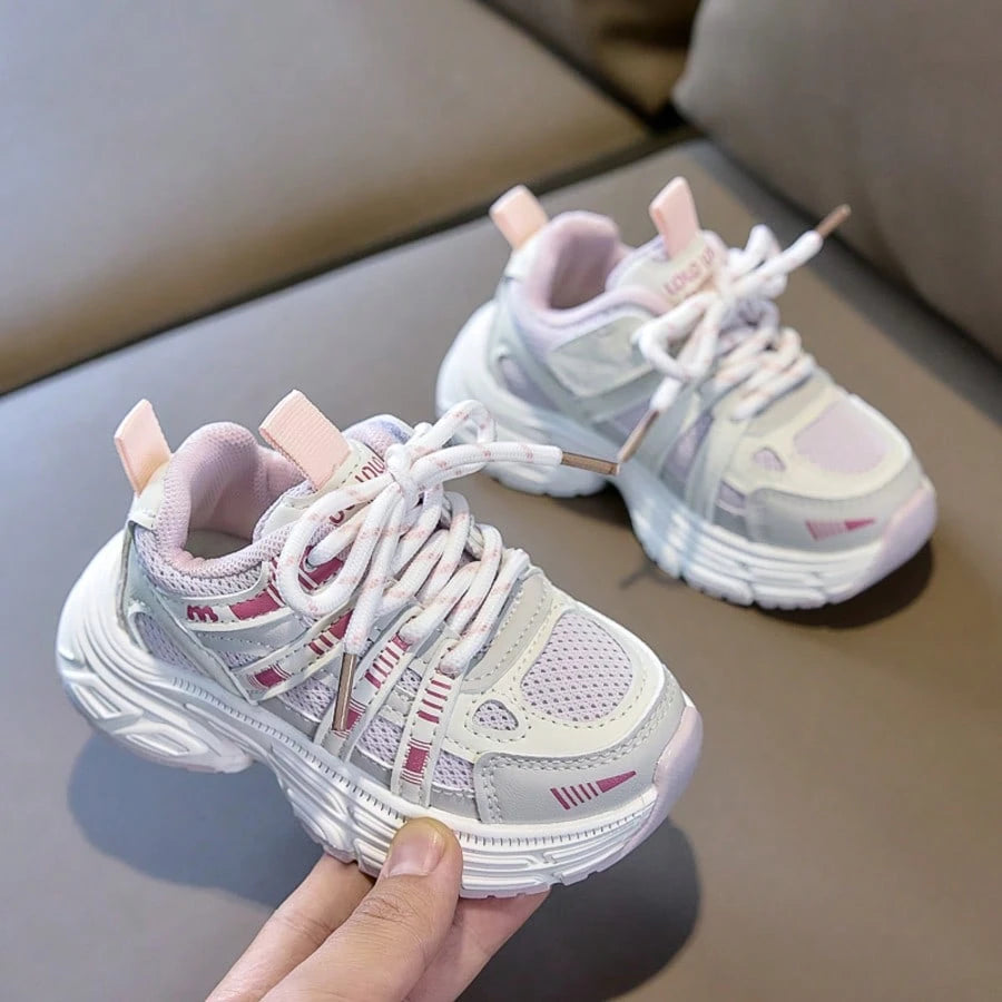 Girls' Sports Shoes 2026 Summer New Mesh Breathable Running Shoes Lightweight Chunky Sneakers For Outdoor