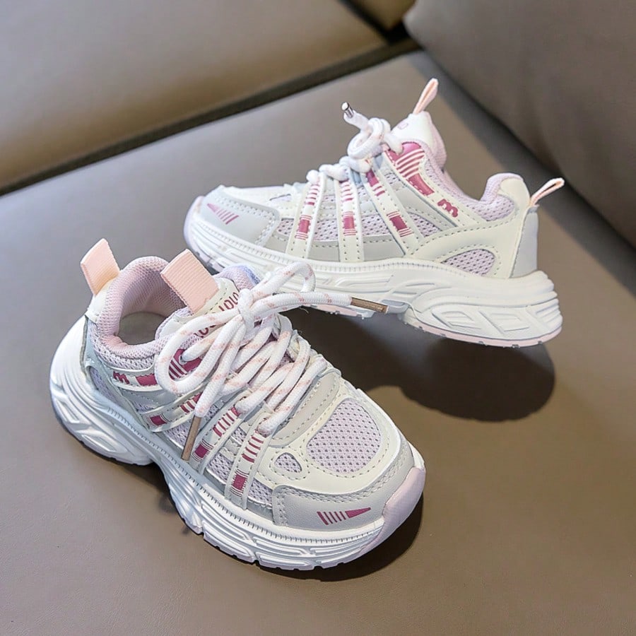 Girls' Sports Shoes 2026 Summer New Mesh Breathable Running Shoes Lightweight Chunky Sneakers For Outdoor