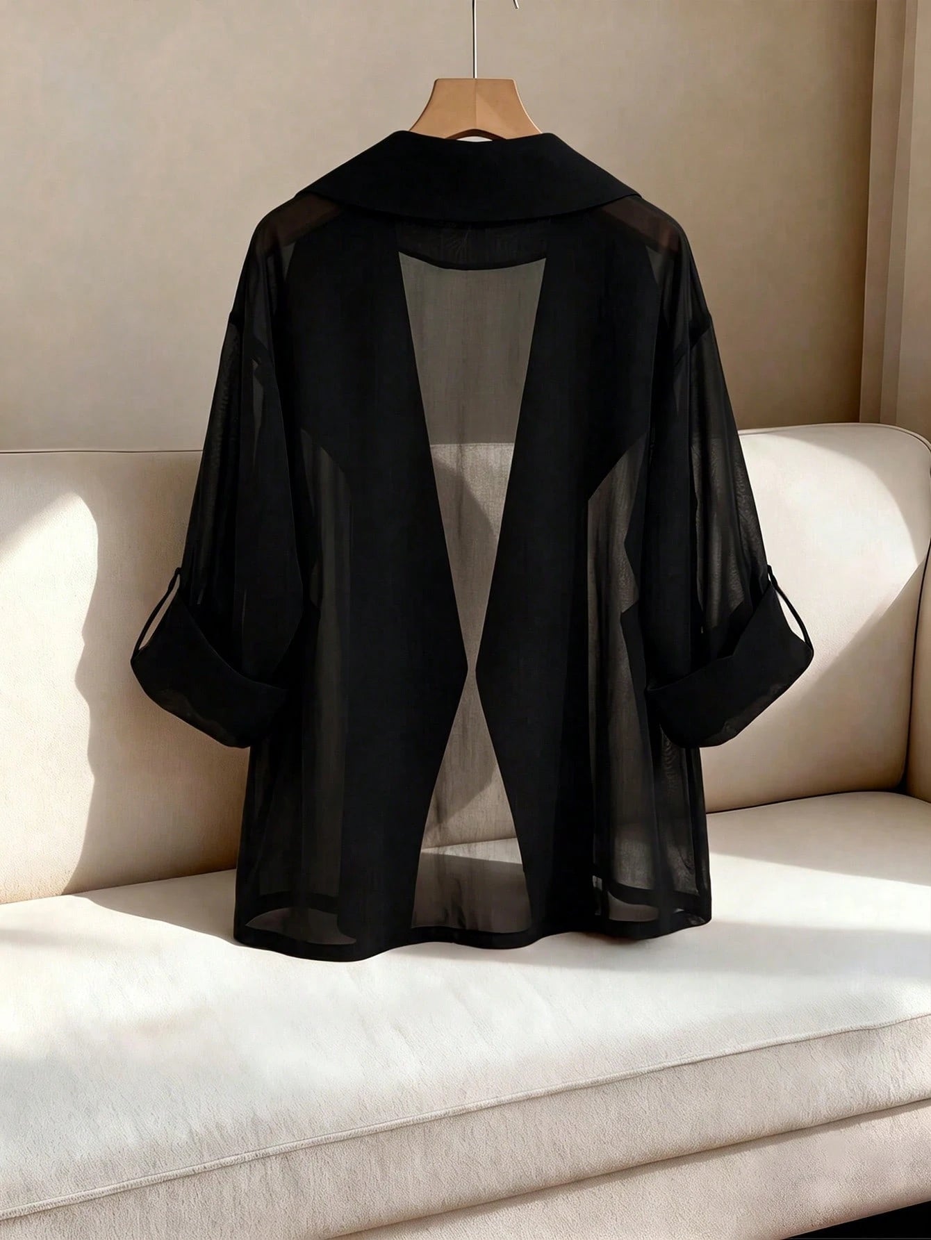 GlowEve CURVE Plus Size Women's Casual Loose Everyday Versatile Chiffon Fabric Trench Coat Jacket