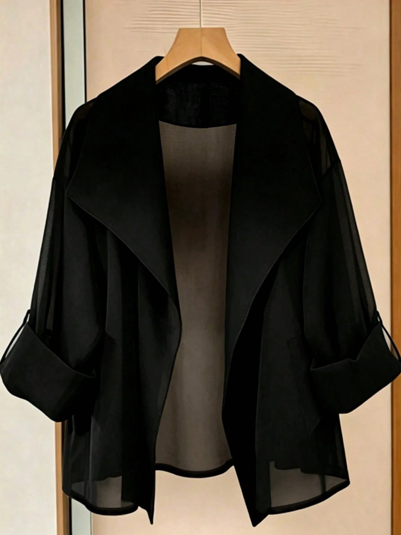 GlowEve CURVE Plus Size Women's Casual Loose Everyday Versatile Chiffon Fabric Trench Coat Jacket