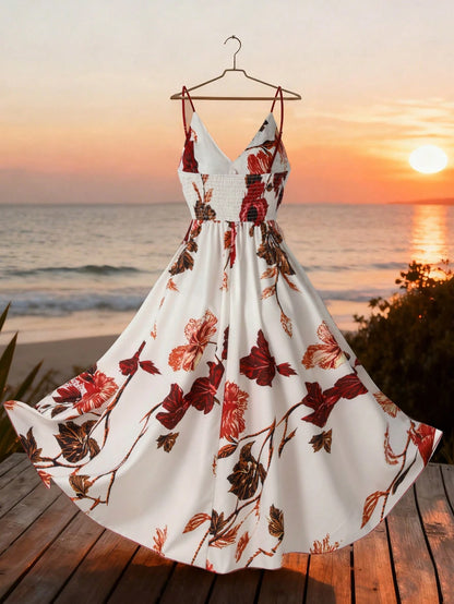 GlowEve Women's Floral Print Sleeveless Dress, Casual Holiday Style