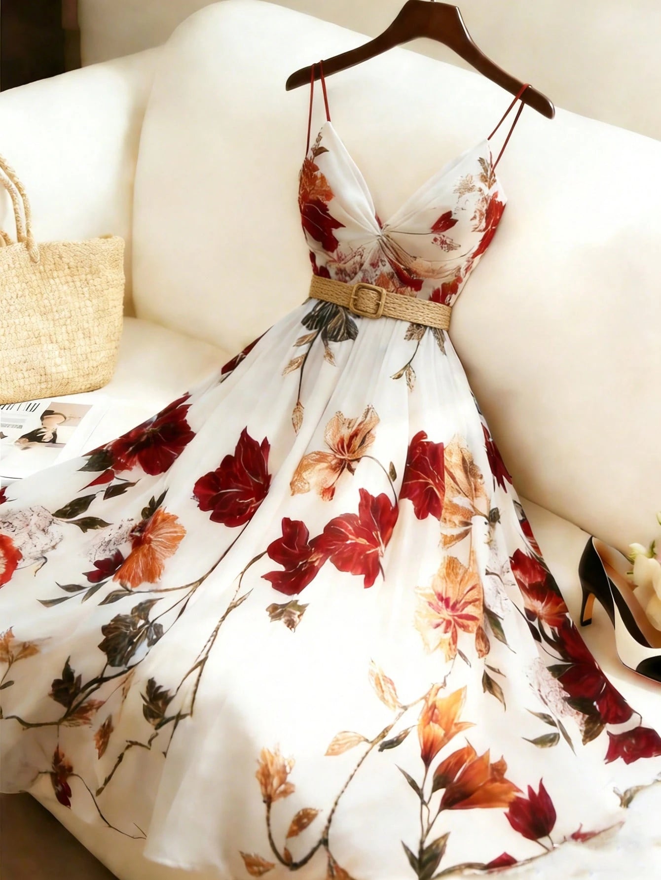 GlowEve Women's Floral Print Sleeveless Dress, Casual Holiday Style