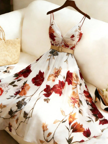 GlowEve Women's Floral Print Sleeveless Dress, Casual Holiday Style
