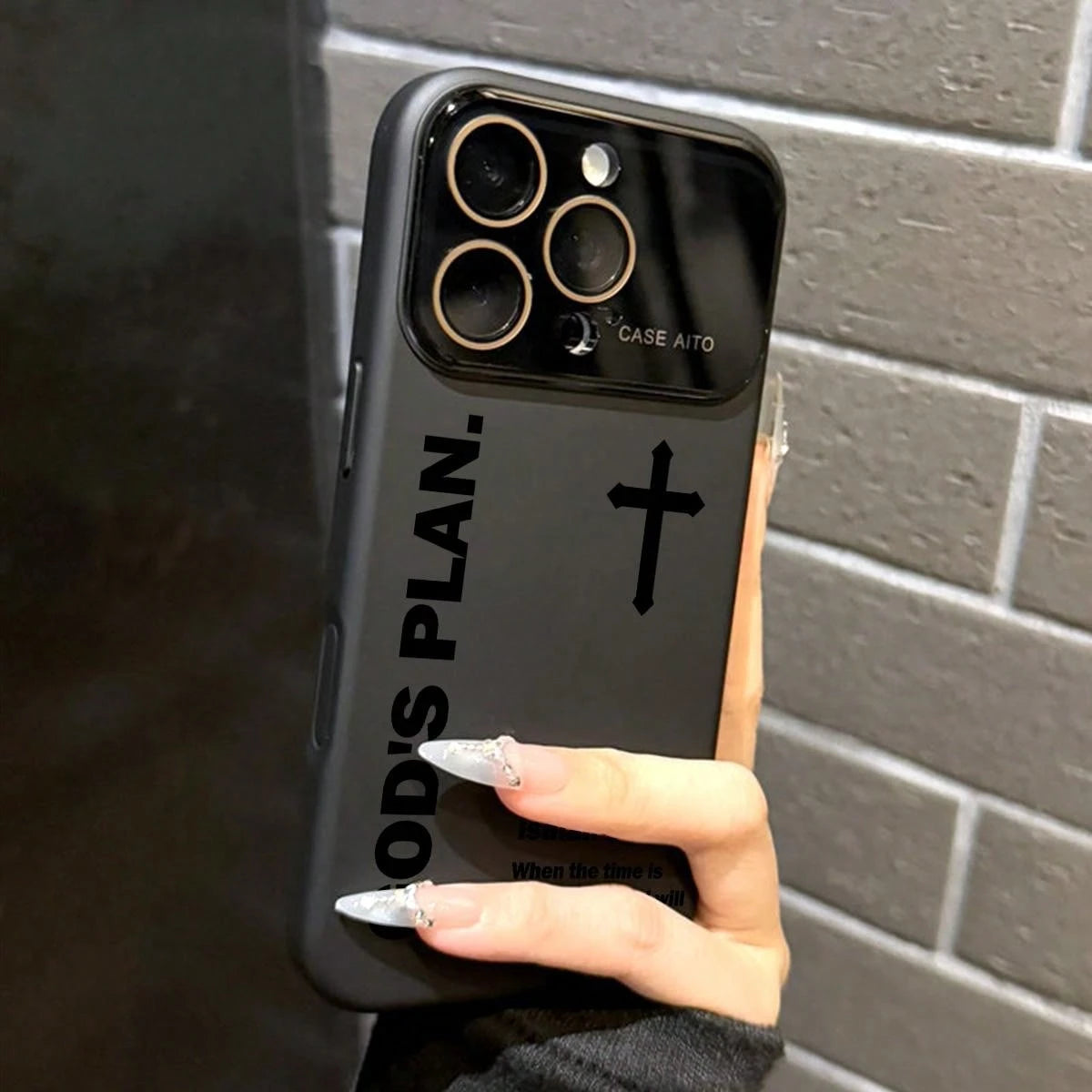 God's Plan Cross Pattern Dopamine Ins Style Solid Color Phone Case With Ultra Skin Friendly Touch, All Inclusive Lens Phone Case Suitable For IPhone 17 16 15 14 13 12 Pro Max Air Isaiah Christian