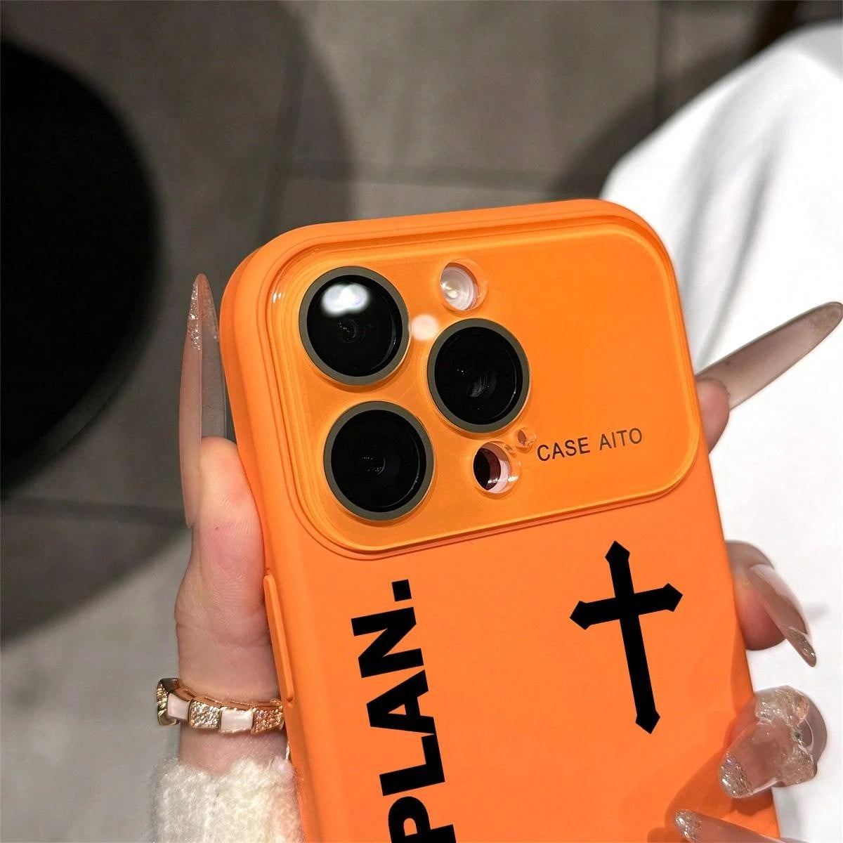 God's Plan Cross Pattern Dopamine Ins Style Solid Color Phone Case With Ultra Skin Friendly Touch, All Inclusive Lens Phone Case Suitable For IPhone 17 16 15 14 13 12 Pro Max Air Isaiah Christian
