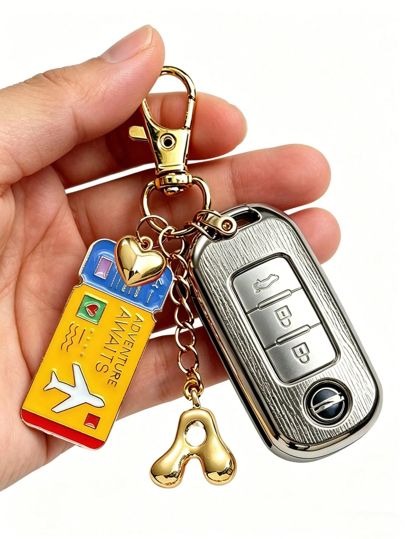 Gold Bubble Letter Personalized Airplane Travel Pendant- Perfect Gift For Pilots And Flight Attendants- Bag Charm- World Traveler Souvenir- Boarding Pass, Personalized Luggage Tag, Bag And Accesso