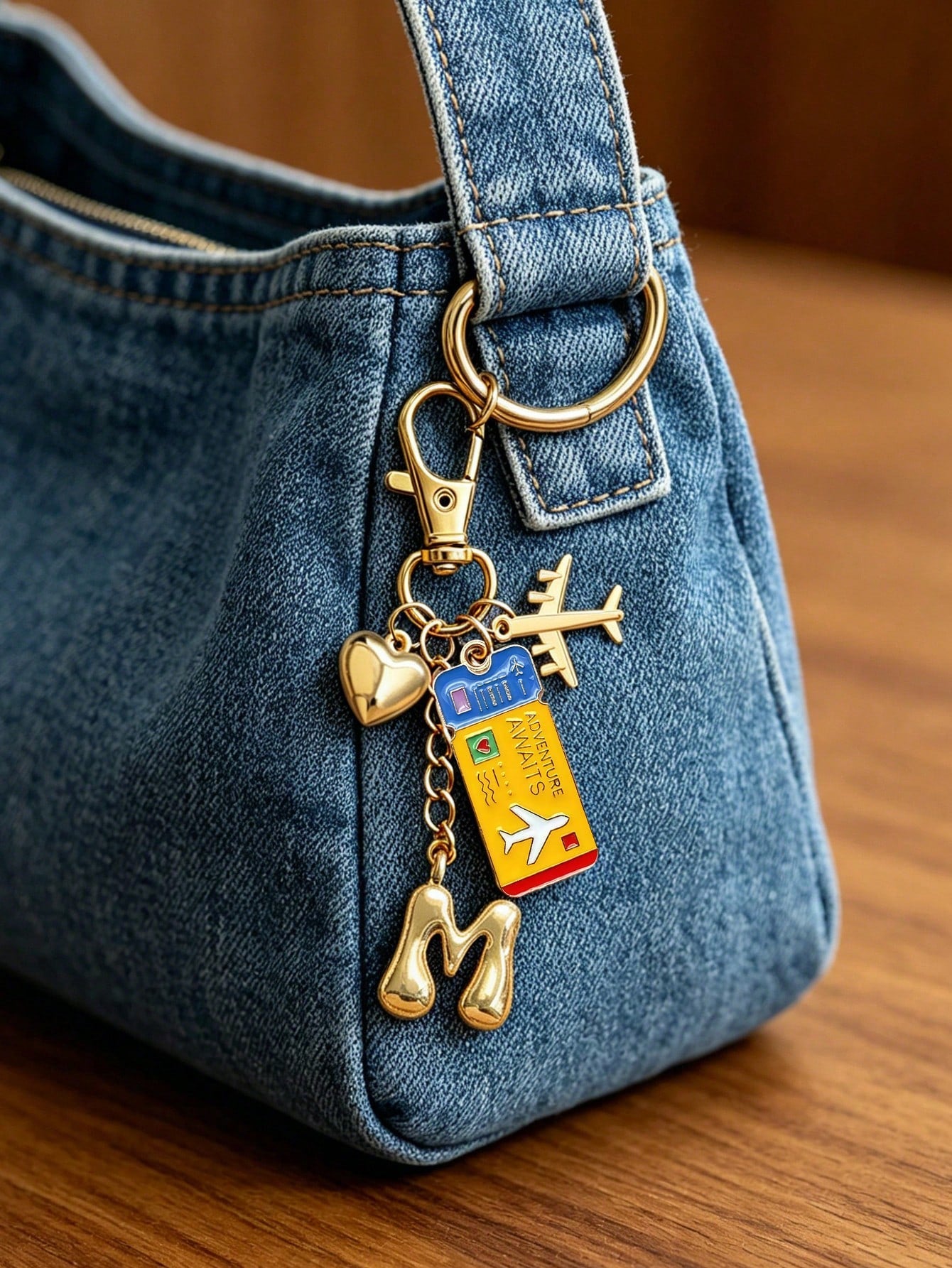 Gold Bubble Letter Personalized Airplane Travel Pendant- Perfect Gift For Pilots And Flight Attendants- Bag Charm- World Traveler Souvenir- Boarding Pass, Personalized Luggage Tag, Bag And Accesso
