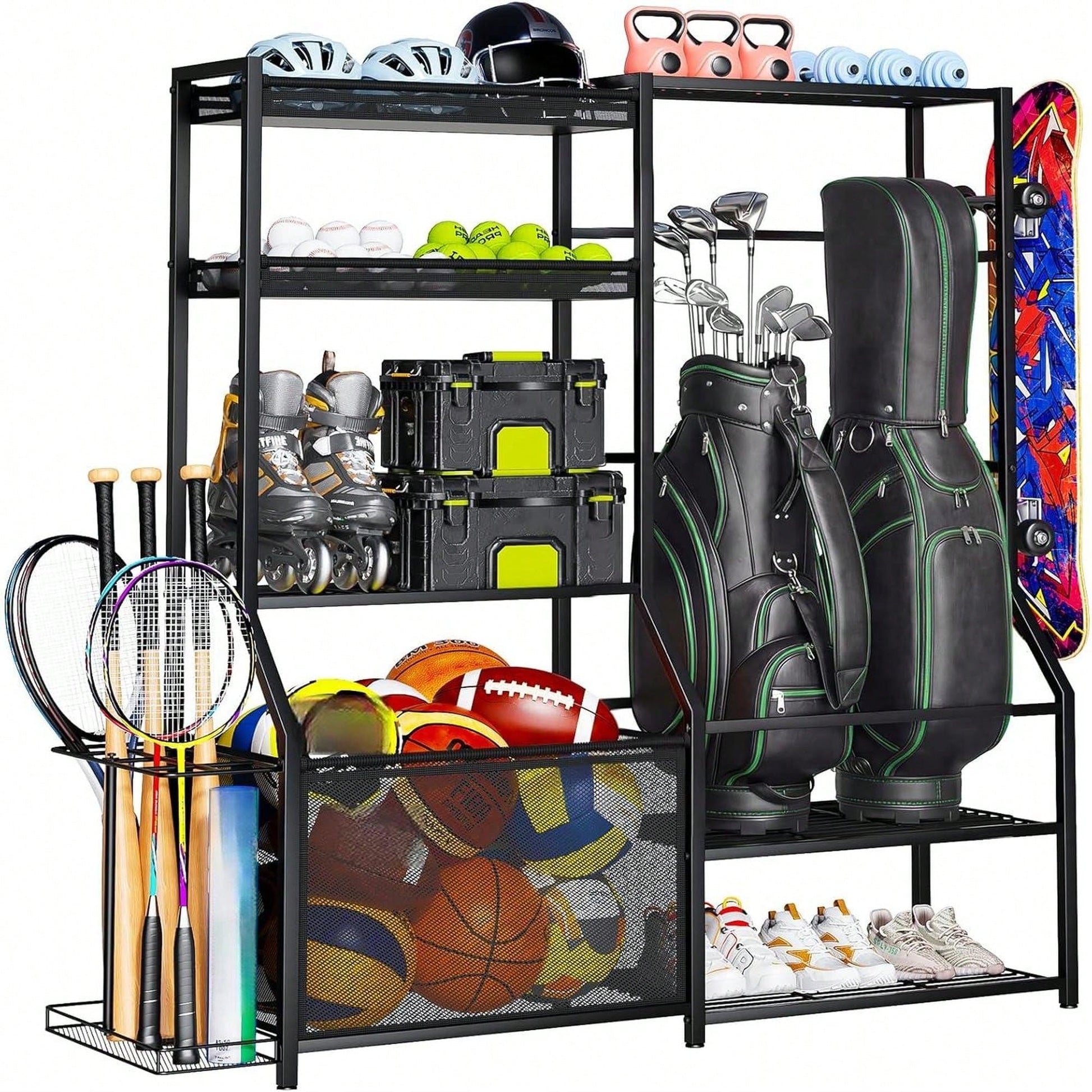 Golf Bag Storage Hooks Baskets For Garage Indoor