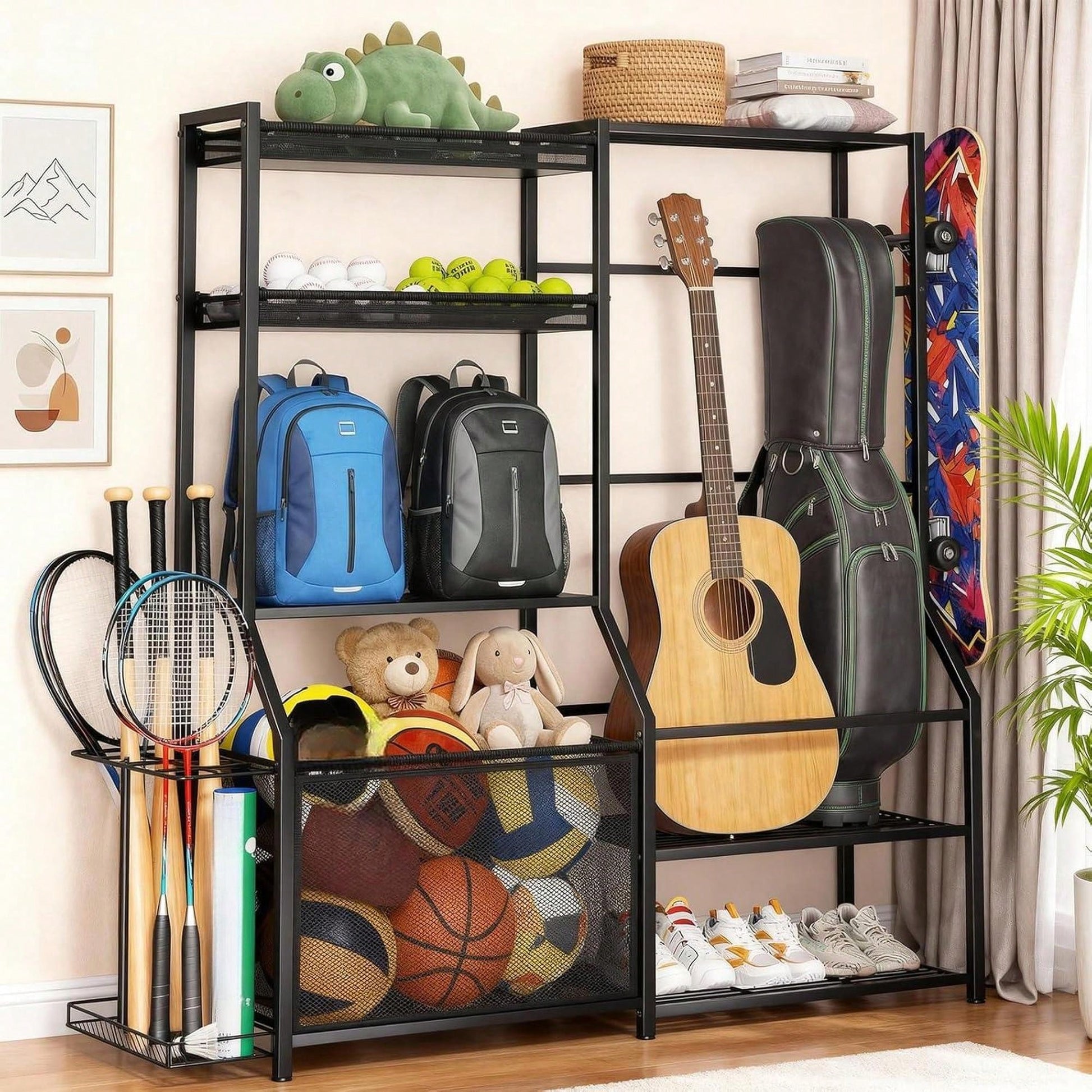 Golf Bag Storage Hooks Baskets For Garage Indoor