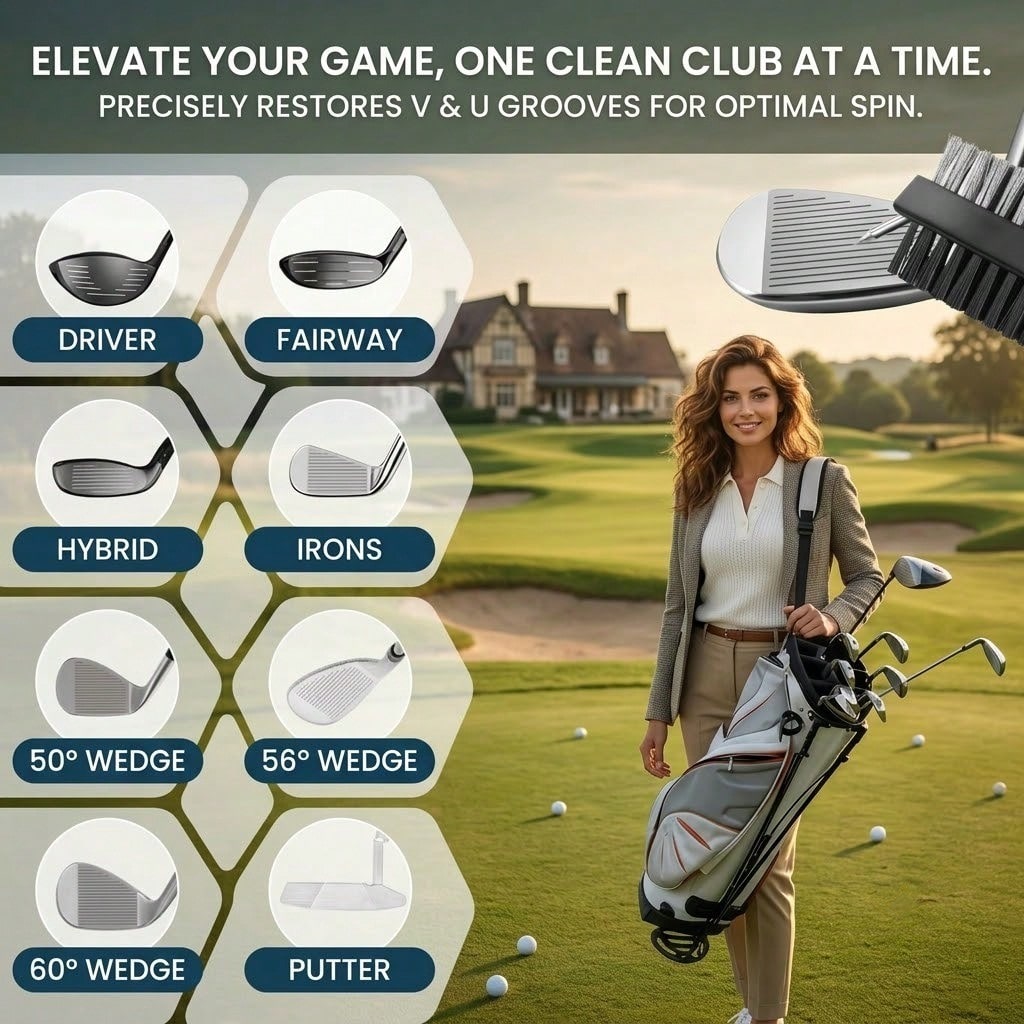 Golf Club Cleaning Kit, Professional Groove Brush With Retractable Cord And Clip, Microfiber Waffle Towel Set, Essential Golf Accessories