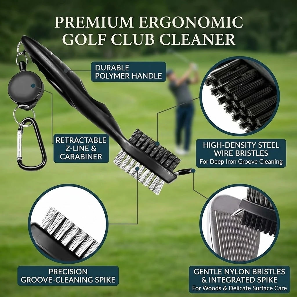 Golf Club Cleaning Kit, Professional Groove Brush With Retractable Cord And Clip, Microfiber Waffle Towel Set, Essential Golf Accessories