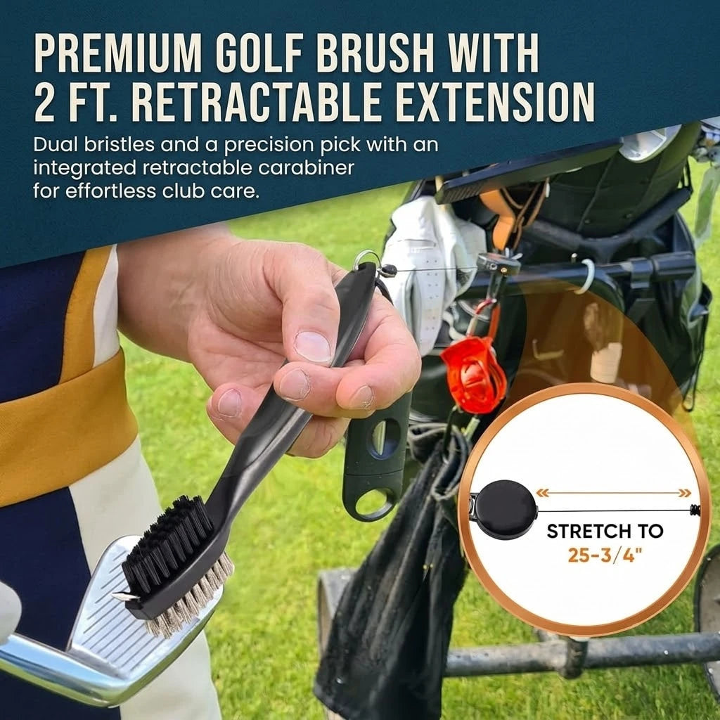 Golf Club Cleaning Kit, Professional Groove Brush With Retractable Cord And Clip, Microfiber Waffle Towel Set, Essential Golf Accessories