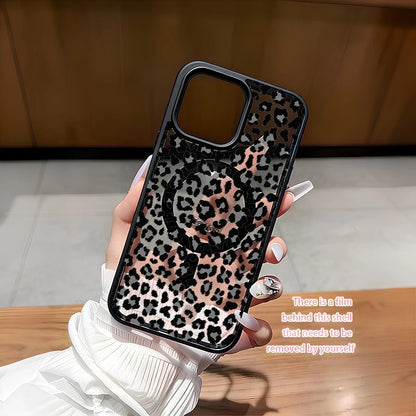 Gray And Black Leopard Print This MagSafe Magnetic Phone Case, Compatible With IPhone 17/Air/16/15/14/13/12 Pro/11/XS Plus Max/ S22/S23/S24/S26, Features A Stylish And Pattern Design. Available In A