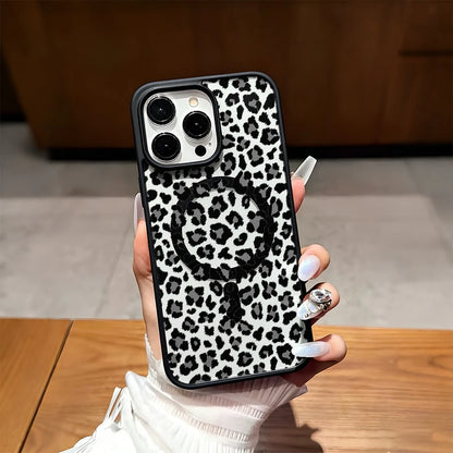 Gray And Black Leopard Print This MagSafe Magnetic Phone Case, Compatible With IPhone 17/Air/16/15/14/13/12 Pro/11/XS Plus Max/ S22/S23/S24/S26, Features A Stylish And Pattern Design. Available In A
